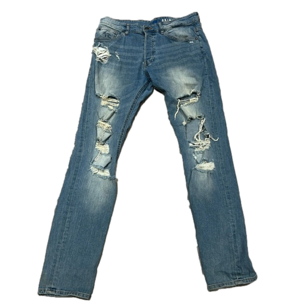 H&M Divided Blue Distressed Denim Jeans Size 32